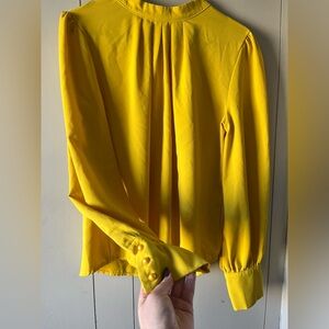 Yellow Button-Cuff Women's Top SHEIN